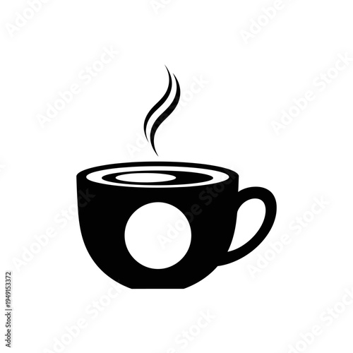 Steaming hot coffee cup icon design.
