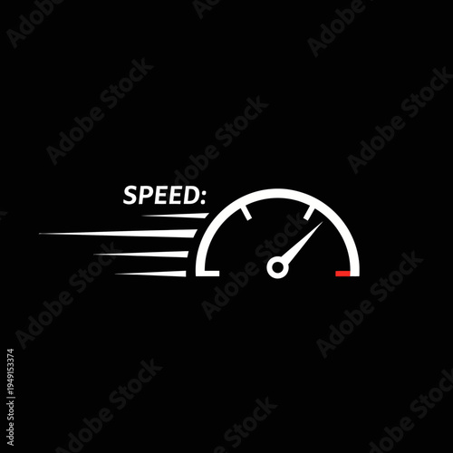 Speedometer gauge with motion lines fast.