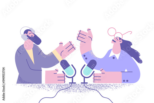 Radio host talk with guest in air