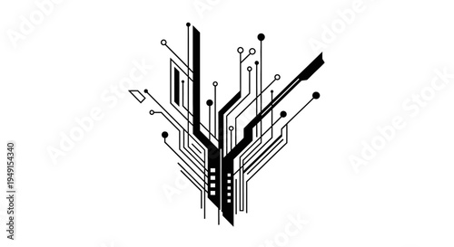 Black and white circuit board design.
