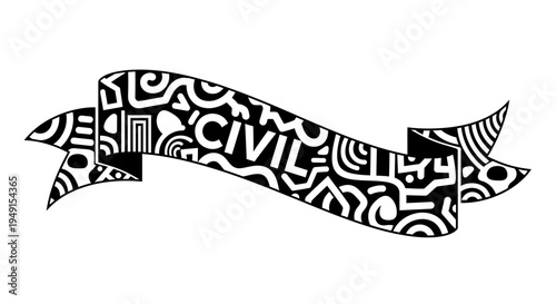 Black and white civil rights ribbon.