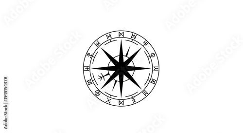 Black and white compass navigation tool.