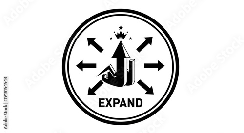 Black and white expand business icon.