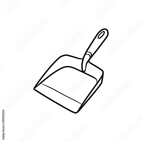 Cleaning Dustpan Hand Tool Vector Line Art Illustration