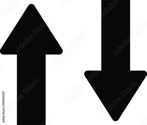 Up and down arrows bold minimal icon representing increase decrease direction comparison navigation and data movement concept