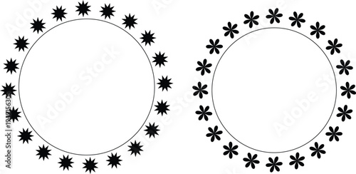 Set of three black and white circular mandala frames with intricate geometric and floral patterns.