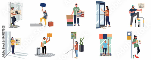 A collection of diverse young activists and protesters advocating for environmental, animal rights, and social causes through signs and megaphones.