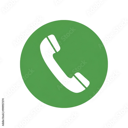 A green circle with a white phone icon isolated on transparent background