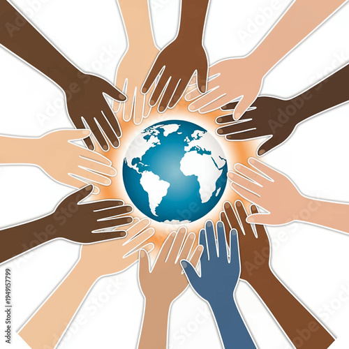 Diverse Hands Holding Earth Globe Unity Global Community Multiculturalism Diversity Inclusion Planet Solidarity Cooperation Worldwide Connection