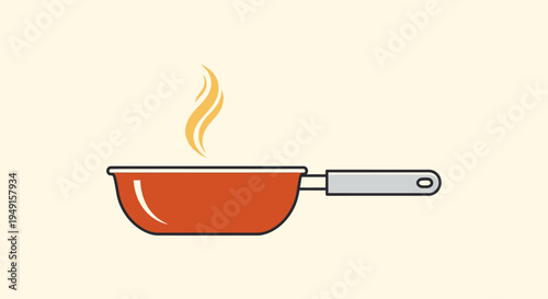 A cooking pan with steam rising from it.