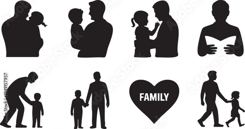 Father’s Day Love Silhouette Icon Set