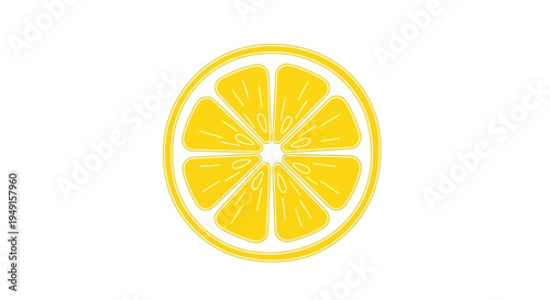 Minimalist yellow lemon slice illustration on white background
