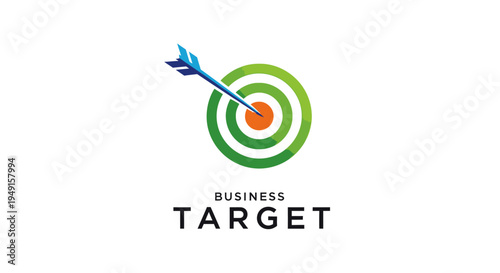 Business target with arrow hitting the bullseye, symbolizing success.
