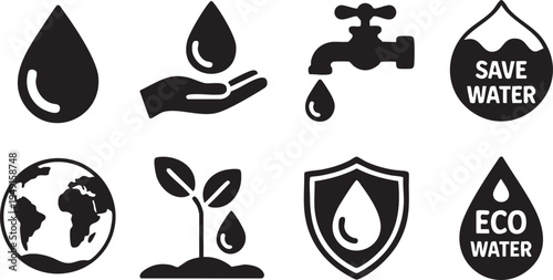 World Water Day Icons Set 