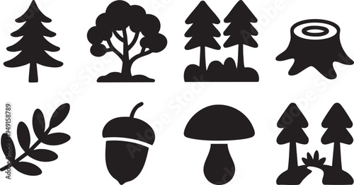 Global Forest Conservation Nature Trees Icon Set