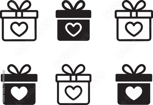 Isolated Romantic Gift Box Heart Icon Design, Romantic Gift Box Heart icon, Romantic Gift Box Heart vector symbol, love gift illustration concept, romantic celebration graphic element