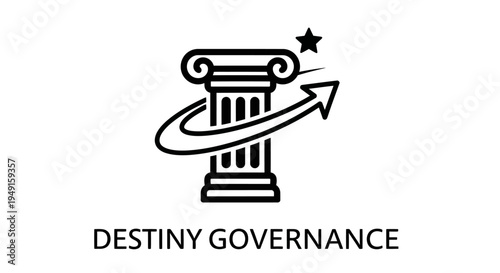 Black and white governance column icon.