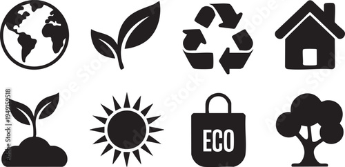 Global Environment Protection Earth Day Icon Set