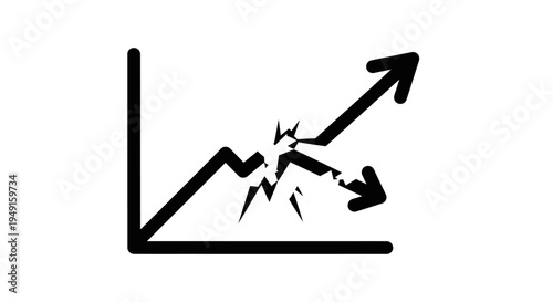 Black and white stock market graph.