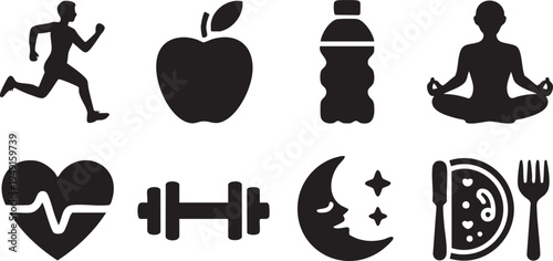 Healthy Lifestyle Wellness Icon Set