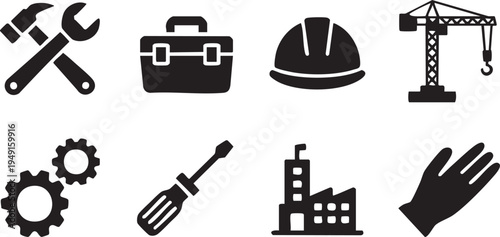 International Workers Day Silhouette Icon Set