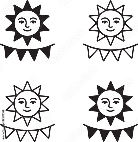 Isolated Summer Solstice Festival Icon Design, Summer Solstice Festival icon, Summer Solstice Festival vector symbol, seasonal sun celebration concept, midsummer holiday illustration