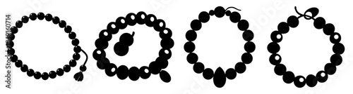 Handcrafted beaded bracelets and necklaces set in circular arrangement flat design vector illustration