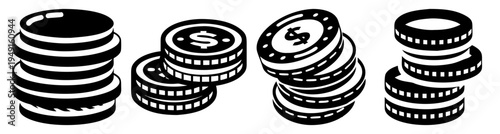 Stacked coins growing with dollar sign vector illustration flat design money growth investment savings finance