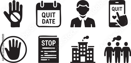 Smoking Cessation Support Icon Set