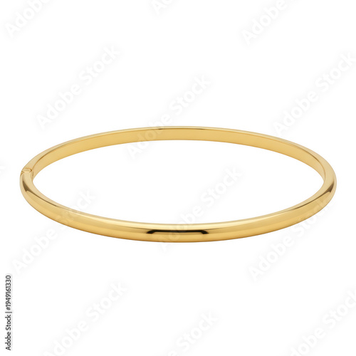 A gold bangle on a white background isolated on transparent background