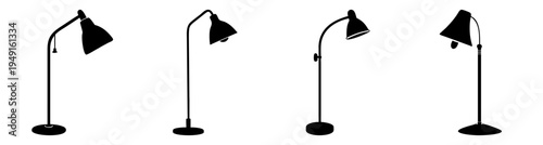 Set of four modern minimalist floor lamps vector illustration isolated on white background flat design