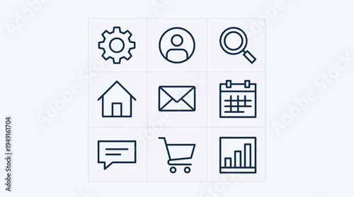 Collection of business web icons.