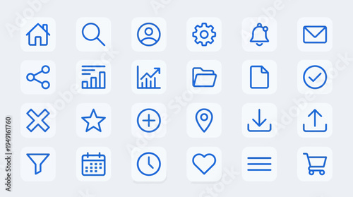 Collection of web interface icons.