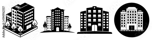 Modern apartment buildings growing taller urban cityscape vector illustration flat design scalable graphic