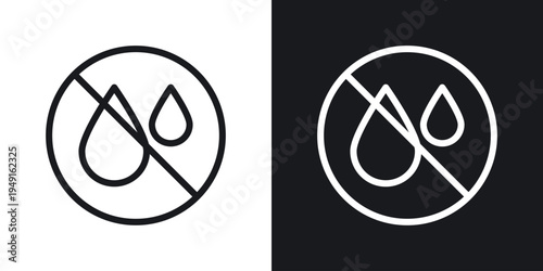 No leakage sign set in black and white stroke lines