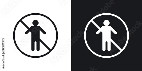 No man sign set in black and white stroke lines