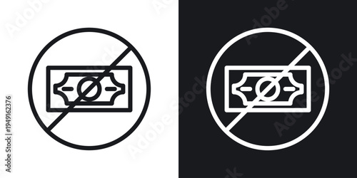 No money sign set in black and white stroke lines