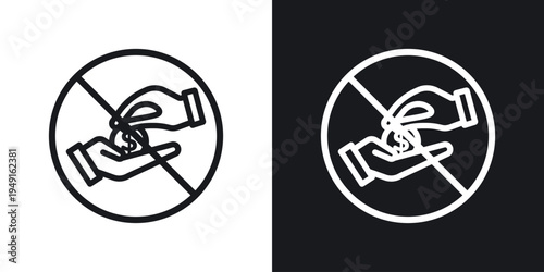 No money sign set in black and white stroke lines