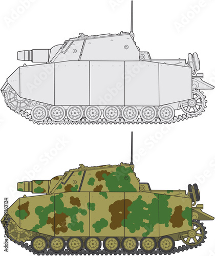 german_ww2_assault_gun_side_view_set.eps