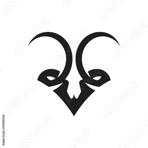 Black silhouette of a goat head with horns