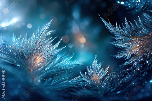 Glowing Blue Ice Crystals on a Dark Background