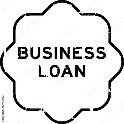Grunge black business loan word rubber seal stamp on white background