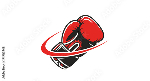 Red boxing glove icon for sports club logo or fitness design