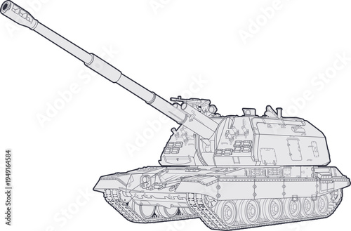 modern_tracked_howitzer_side_view_vector.eps