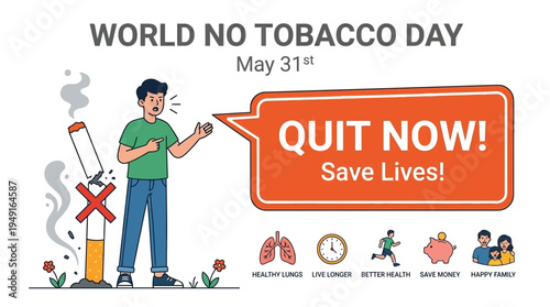 Urgent Call: Flat Illustration of a Speech Bubble Saying "Quit Now."