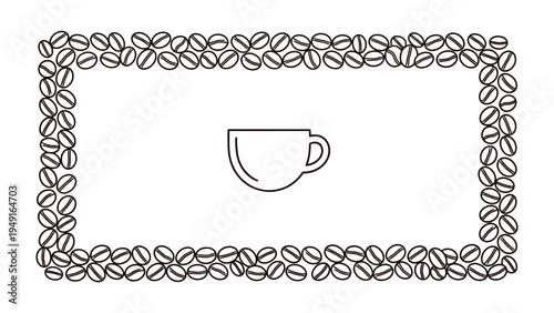 Coffee Beans Frame & Coffee Cup: A delightful artistic frame crafted from coffee beans encircles an elegant cup, creating a sensory symphony that beckons coffee aficionados. 