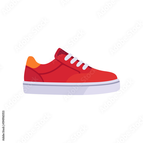 red skate shoe, casual footwear, colorful vector flat style illustration