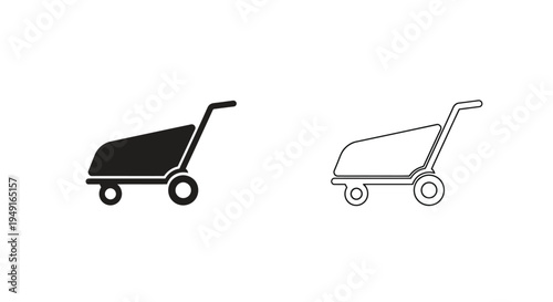 Two hand truck icons filled black and outlined white on a white background