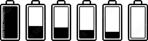 Pixel art battery levels: full to empty in six stages

