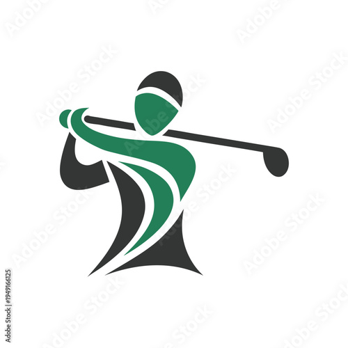 Golfer in green and black swinging a club sports recreation